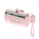Mini 22W Portable Ultra-Thin 10000mAh Compact Capsule Power Bank With Type C & Lighting Port & Mobile Phone Holder Bracket With Clever Cable Custom Power Bank Furper Lighting Port Pink 