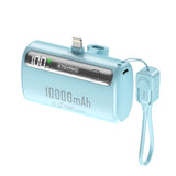Mini 22W Portable Ultra-Thin 10000mAh Compact Capsule Power Bank With Type C & Lighting Port & Mobile Phone Holder Bracket With Clever Cable Custom Power Bank Furper Lighting Port Blue 