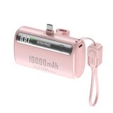 Mini 22W Portable Ultra-Thin 10000mAh Compact Capsule Power Bank With Type C & Lighting Port & Mobile Phone Holder Bracket With Clever Cable Custom Power Bank Furper Type-C Port Pink 