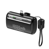 Mini 22W Portable Ultra-Thin 10000mAh Compact Capsule Power Bank With Type C & Lighting Port & Mobile Phone Holder Bracket With Clever Cable Custom Power Bank Furper Type-C Port Black 