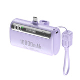 Mini 22W Portable Ultra-Thin 10000mAh Compact Capsule Power Bank With Type C & Lighting Port & Mobile Phone Holder Bracket With Clever Cable Custom Power Bank Furper Type-C Port Purple 