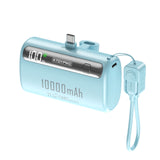 Mini 22W Portable Ultra-Thin 10000mAh Compact Capsule Power Bank With Type C & Lighting Port & Mobile Phone Holder Bracket With Clever Cable Custom Power Bank Furper Type-C Port Blue 