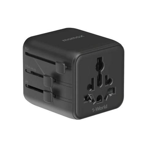 Momax 1-World Universal Travel Charger with Dual AC Charger Momax Graphite 