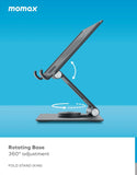 Momax Fold Stand Rotating Tablet Stand, Effortless Convenience Without Holding Tablet Stand Momax 