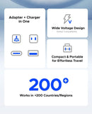 ORICO GaN 20W Universal Global Travel Adapter with 2 USB-C & 1 USB-A Ports Universal Travel Adapter ORICO 