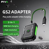 PIVA GS2 2-in-1 Gaming Adapter Audio DAC 3.5mm jack Adapter 96kHz/24bit Lossless Audio PD 6OW Fast Charging Gaming Adapter PIVA 