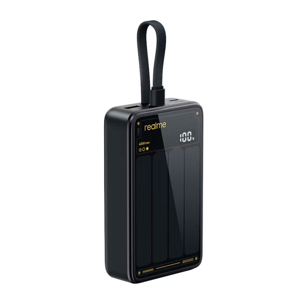 Realme Power Bank 45W 20000mAh Digit Monitor Built-in Braid Cable Power ...