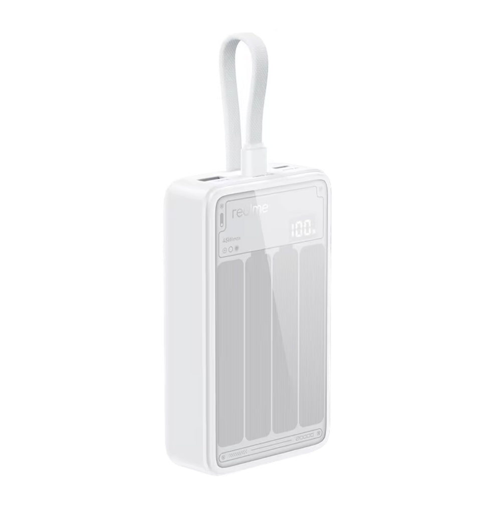 Realme Power Bank 45W 20000mAh Digit Monitor Built-in Braid Cable Power ...