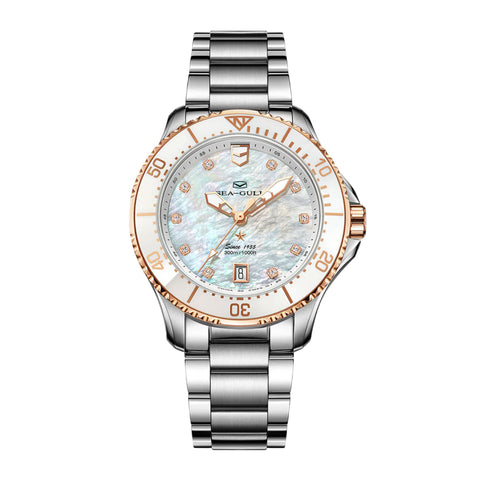 Seagull Ocean Pro "Breathe" Edition – Women's 300M Automatic Diver's Watch Watches Seagull White Steel 