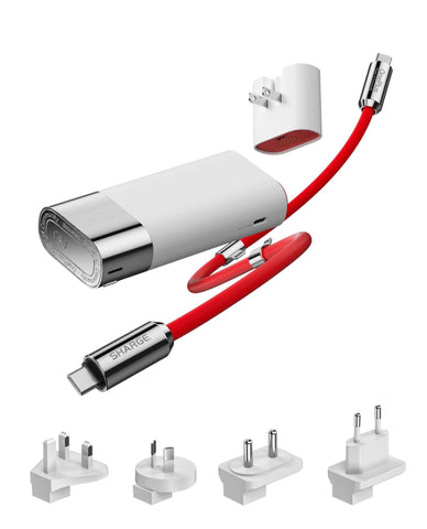 SHARGE Pouch Power Bank 10000 mAh 3-in-1 Portable Charger, SUPERVOOC 55W & PD 40W USB C Fast Charging Power Bank SHARGE 