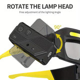SMILING SHARK TD0243 COB Head Lamp, Rotatable Headlight-Adjustable Lighting Angle, 5 Modes, Type-C Rechargeable, Smart Light with Eyeglass Head Lamp Glasses Smiling Shark 