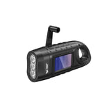 SMILING SHARK YJD295 Emergency Flashlight LED*3 Hand Crank Solar Powered Rechargeable Survival Torch Flashlight/Torch Smiling Shark Black 