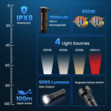 SOFIRN SD11 Scuba Diving Flashlight Max 5000 Lumens, IPX8 Waterproof Flashlight with 2-CCT White Light and Red Light Flashlight/Torch Sofirn 