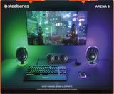 SteelSeries Arena 9 Illuminated 5.1 Desktop Gaming Speakers – 5.1 USB Surround Sound – Wireless Rear Speakers – 2-Way Speaker Design – Subwoofer – RGB Light, Bluetooth – PC, PlayStation, Mobile, Mac Gaming Speakers Furper.com 