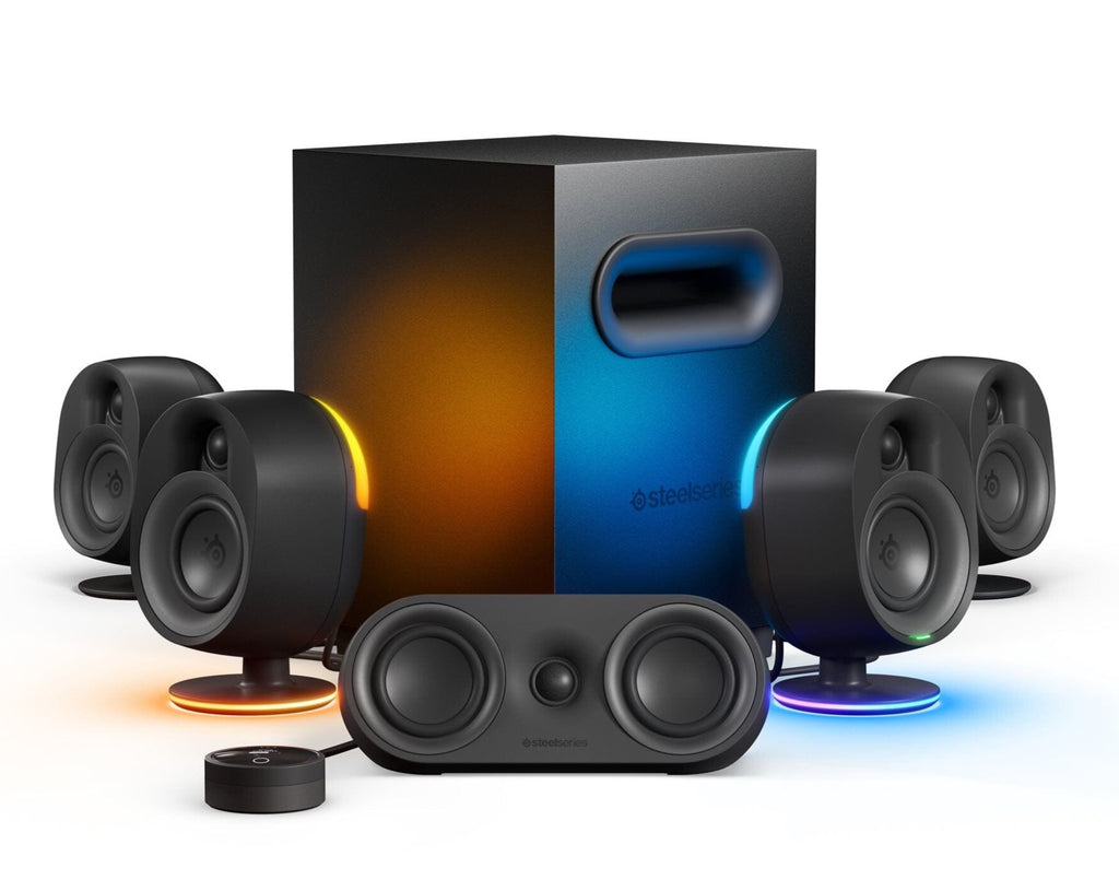SteelSeries Arena Illuminated Desktop Gaming Speakers – USB Surround Sound – Wireless Rear Speakers – 2-Way Speaker Design – Subwoofer – RGB