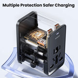 Toocki 65W Universal Travel Adapter with GaN Fast Charging, 4 USB Ports & AC Socket, Worldwide Plug Adapter Universal Travel Adapter Toocki 