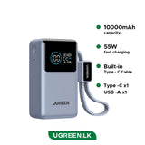 UGREEN 10000mAh 55W Nexode Pro Smart Digital Display Mini Power Bank with Build-in Type-C Cable Power Bank UGREEN 
