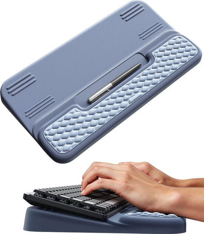 VAYDEER Ergonomic Keyboard Wrist Rest with Stand, 2-in-1 Memory Foam Keyboard Riser & Wrist Support | Dual Tilt Angles | Non-Slip Silicone Base Keyboard Wrist Rest Vaydeer Blue 