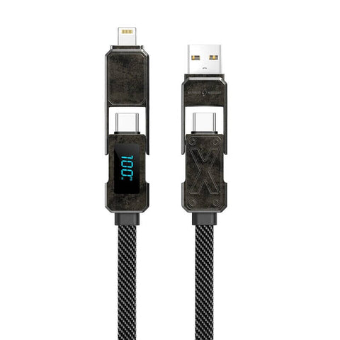 WiWU Wi-C039 Titan Series 4in1 A+C to C+L Charging and Data Cable with LED Digital Display 1.5M Charging and Data Cable WiWU Black 