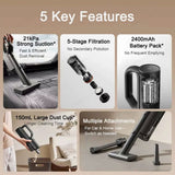 Xiaomi Mijia Car Vacuum Cleaner 21 kPa Suction Brushless Motor Type-C Fast Charge 2400mAh Battery 5-Stage Filtration Vacuum Cleaner Xiaomi 