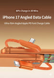 Yoonew PD45W Right Angle Data Cable Nylon Braided Orange USB C To C Fast Charging Wire Cord for IPhone 17 / 16 / 15 ProMax and Android Charging and Data Cable Yoonew 
