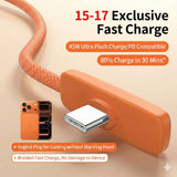 Yoonew PD45W Right Angle Data Cable Nylon Braided Orange USB C To C Fast Charging Wire Cord for IPhone 17 / 16 / 15 ProMax and Android Charging and Data Cable Yoonew 
