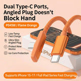 Yoonew PD45W Right Angle Data Cable Nylon Braided Orange USB C To C Fast Charging Wire Cord for IPhone 17 / 16 / 15 ProMax and Android Charging and Data Cable Yoonew 