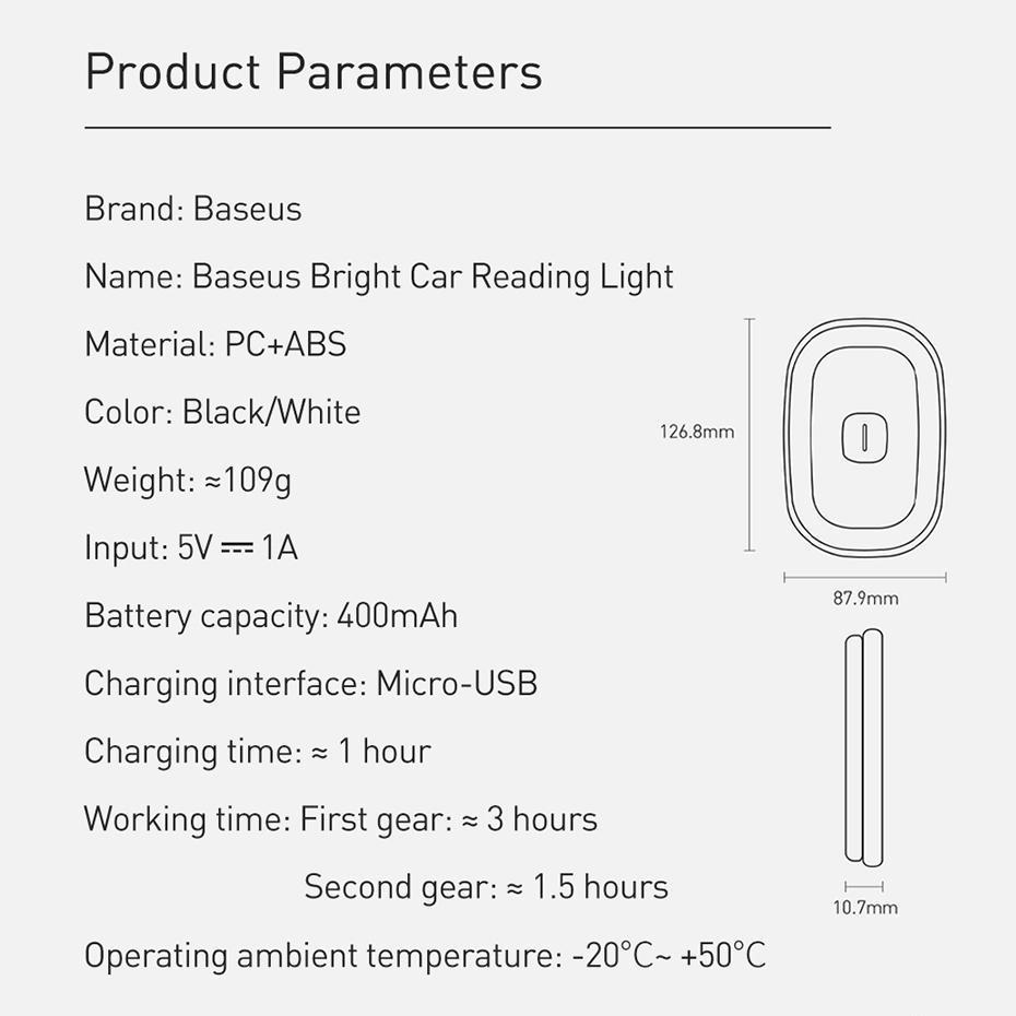 Baseus Magnetic Car Reading Light LED Car Reading Light Baseus