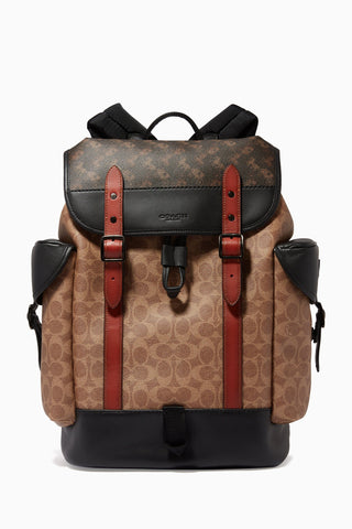 Coach Hitch Backpack in Signature Canvas with Horse & Carriage Print Backpack Coach Black Copper/Truffle Multi 