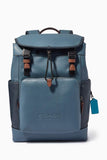 Coach League Flap Backpack in Colorblock Leather Backpack Coach Blue Quartz 