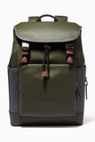 Coach League Flap Backpack in Colorblock Leather Backpack Coach Dark Shamrock 