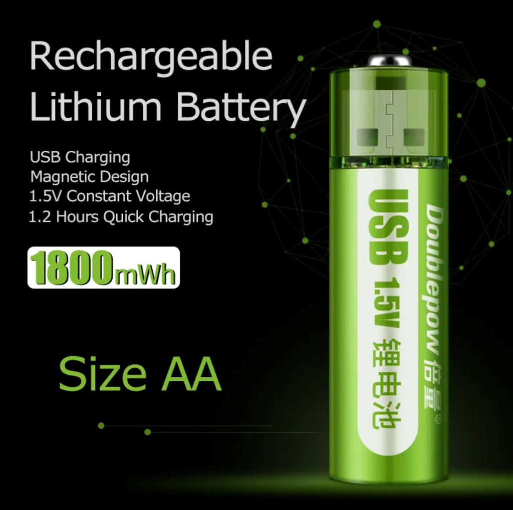 Computer Small Battery Computer USB AA Rechargeable Battery 1.5V 1800mAh Li ion battery Cell ...