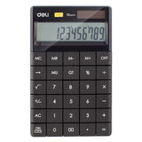 Deli 1589P Electronic Calculator 12 Digits Large Display with Back Button Dual Power Calculator Deli Black 
