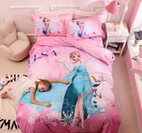 Disney Frozen Elsa Collection Pink Bedding Set with Duvet Cover Bed Sheet Bed Sheet Furper Frozen 1 Queen 4 pscs Set 