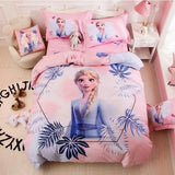 Disney Frozen Elsa Collection Pink Bedding Set with Duvet Cover Bed Sheet Bed Sheet Furper Frozen 2 Queen 4 pscs Set 