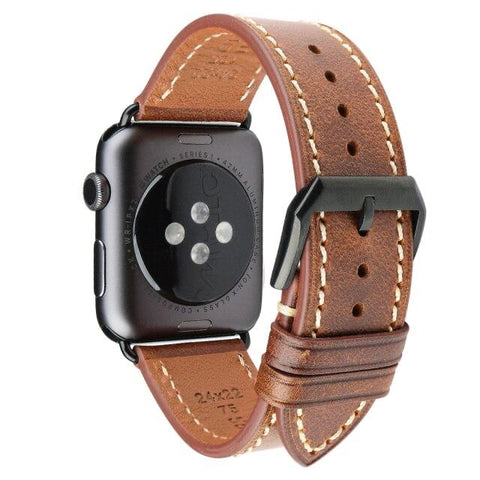 Furper APL4023 Premium Genuine Leather Apple Watch Straps Replacement For 44MM 40MM 42MM 38MM All Series leather strap Furper 40mm Light Brown/Black 
