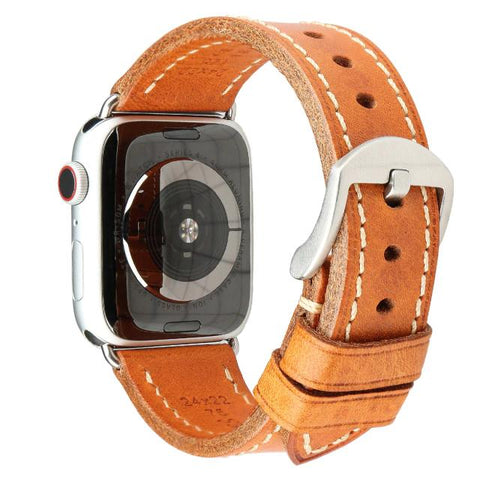 Furper APL4066 Premium Genuine Leather Apple Watch Straps Replacement For 44MM 40MM 42MM 38MM All Series Replacement Straps Furper 40mm Light Brown | Silver 