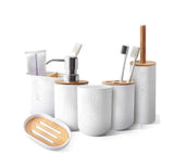Furper Bamboo Bathroom Accessories Toothbrush Holder Soap Dispenser Toilet Brush Bathroom Set Bathroom Accessories Furper.com 
