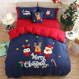 Merry Christmas Santa Red Bedding Set with Embroidery Duvet Cover Bed Sheet Bed Sheet Furper King Size 5psc Set 