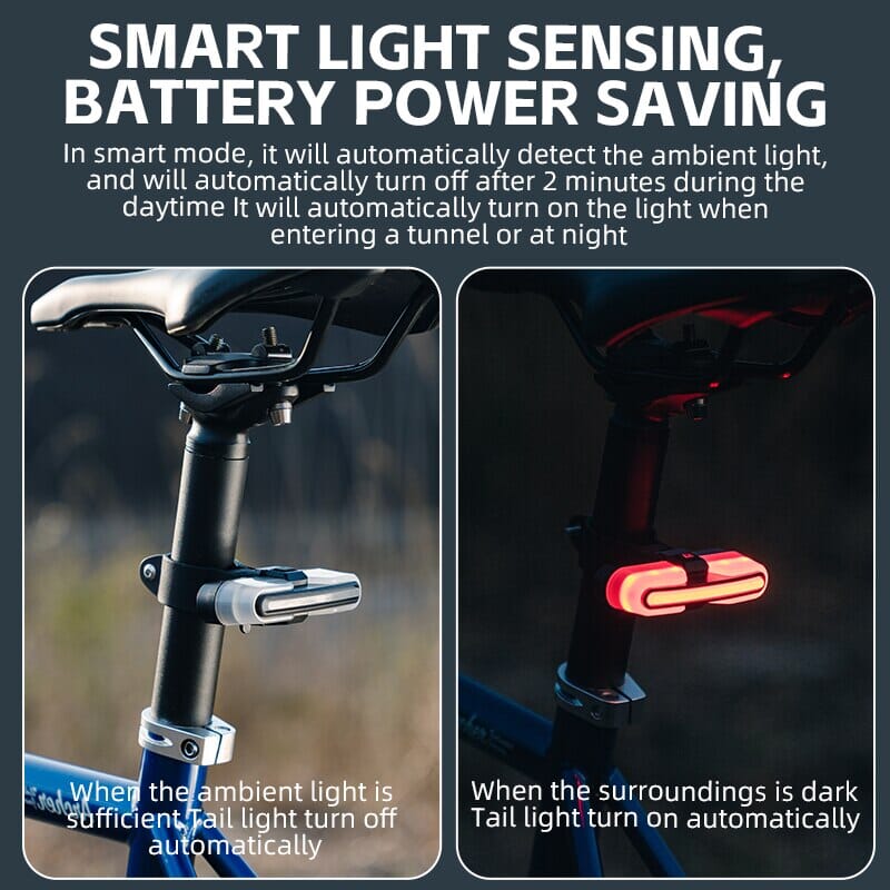 ROCKBROS Bicycle Smart Rear Light Type-C Charging IPX6 Brake Sensor ...