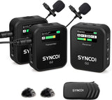 SYNCO G2(A2) 2.4G Lavalier Dual Transmitter & 1 Receiver Lapel Wireless Mic for Smartphone, Camera Vlog Streaming Wireless Microphone SYNCO 